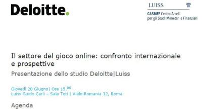 Il Settore del Gioco Online: confronto internazionale e prospettive, Presentazione, Studio Deloitte 